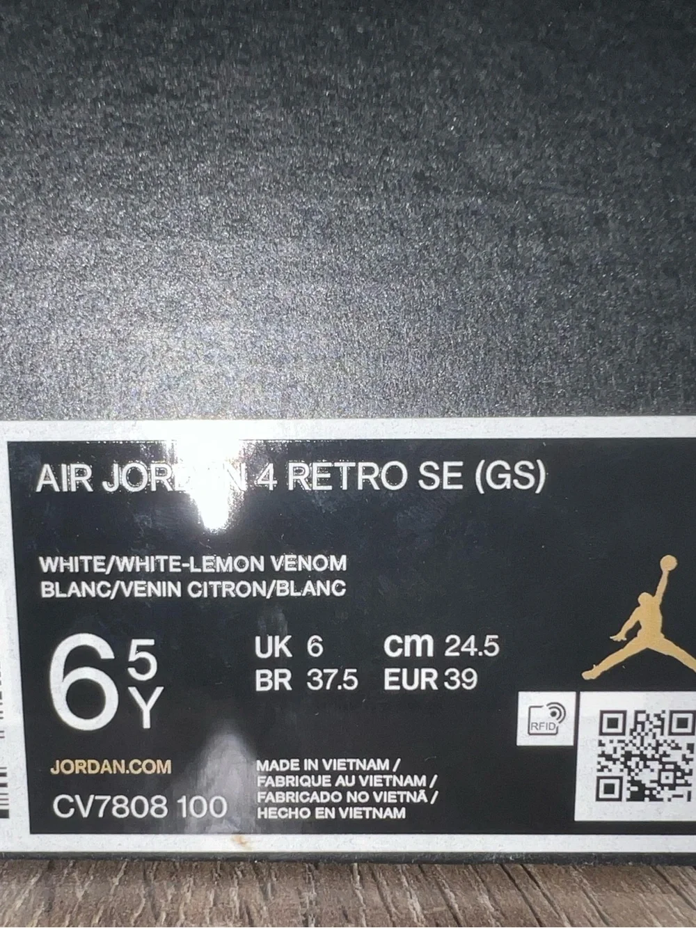 Jordan Air Jordan 4 Retro SE White Lemon Venom Box Label